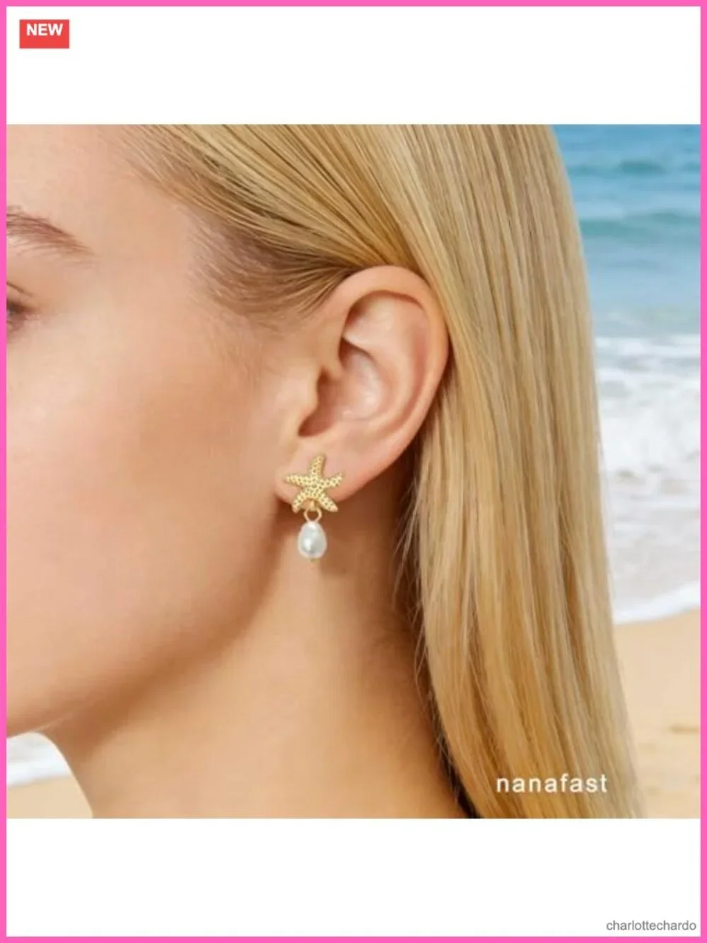 Starfish Pearl Drop Dangle Earrings Women Tropical Beach Summer Jewelry